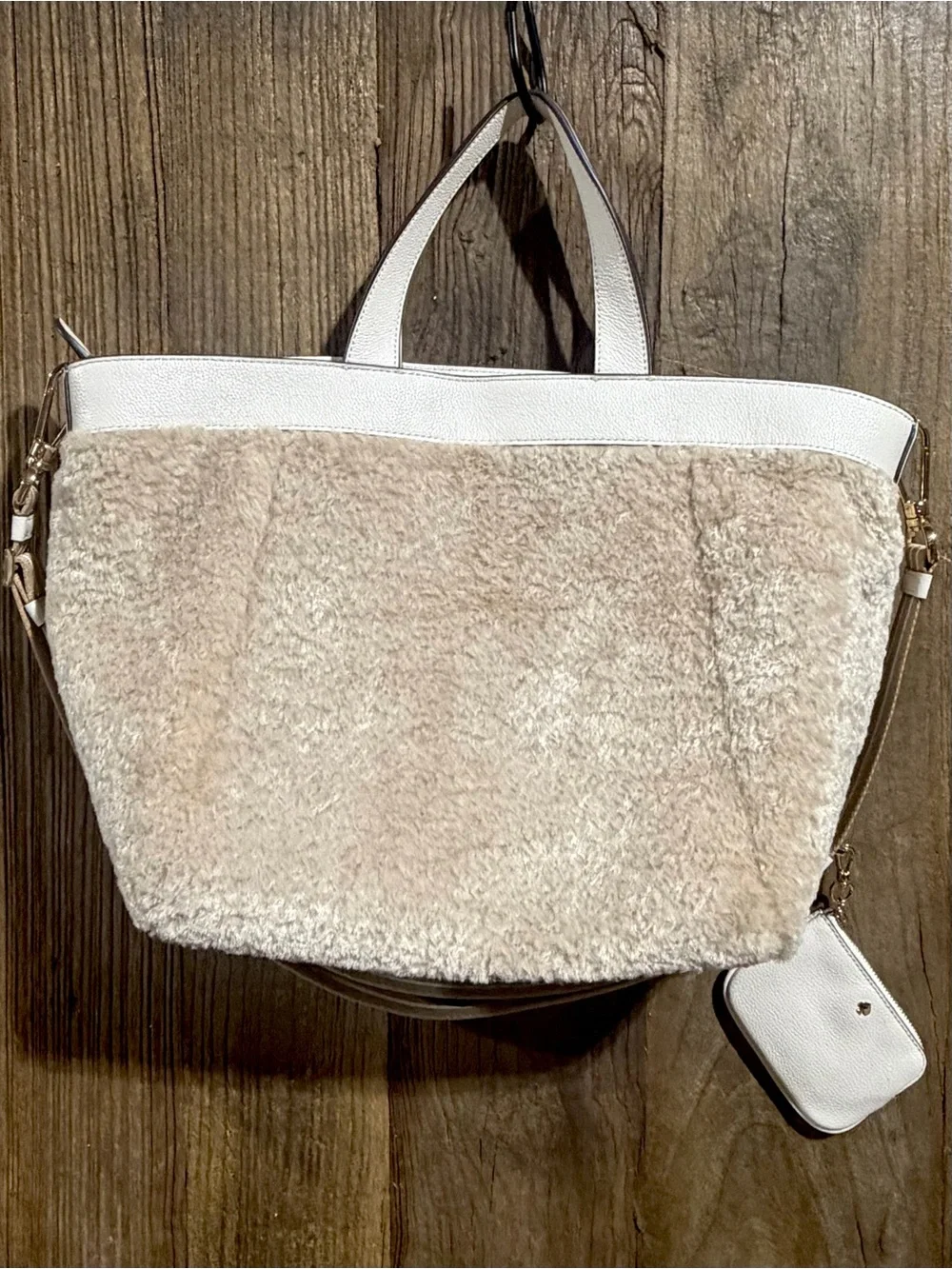 Kate Spade – Rosie Faux Shearling Satchel Crossbody Bag – Natural Multi – Sz. OS